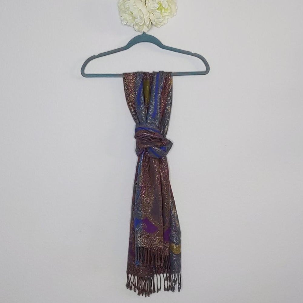 Long Scarf Multi Color Purple, Gold One Si…
